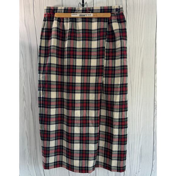 J London Plaid Maxi Skirt Wool Blend Women's Size 16 Lined Tartan Red - Picture 1 of 9